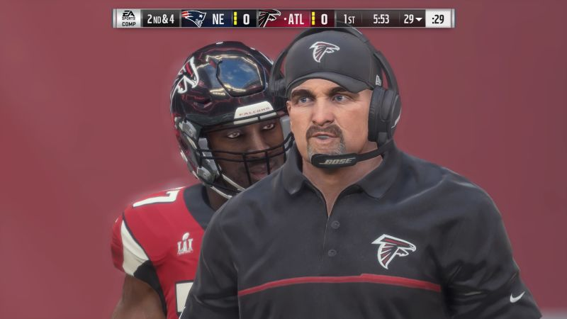 Kudos to the designer who accurately modeled “disappointment” on the coaches’ faces; you made the shame far more vivid that it would otherwise be. (Screenshot: Madden NFL 18)